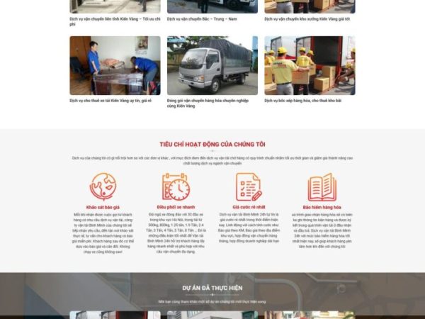 Mẫu Website dịch vụ vận chuyển tháo dỡ chuẩn đẹp