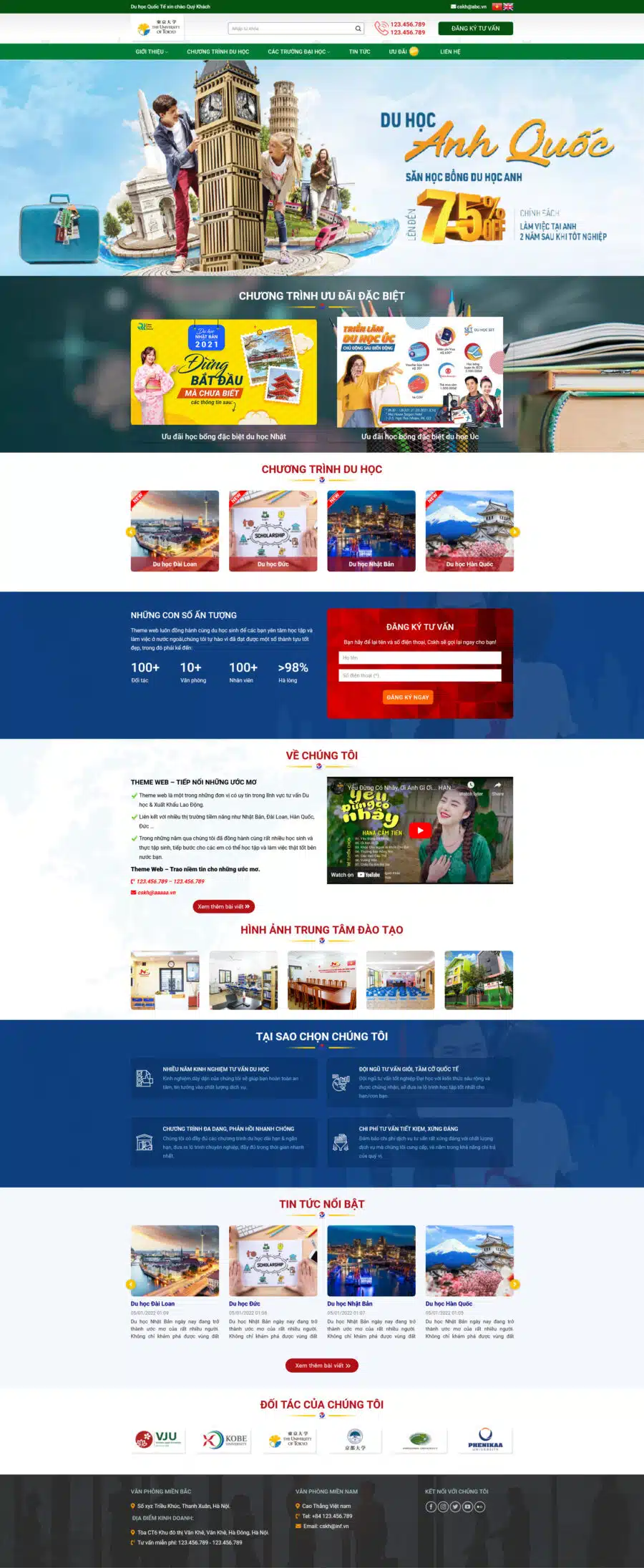 Mẫu Website dịch vụ du học quốc tế chuẩn đẹp