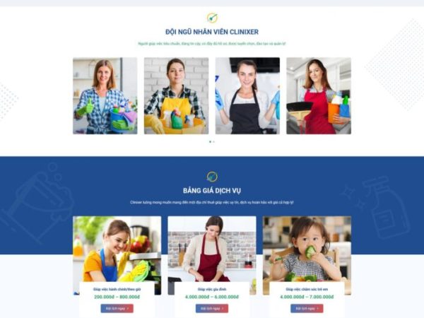 Mẫu Website bán dịch vụ giúp việc nhà chuẩn đẹp