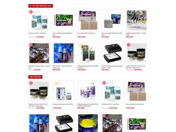 Mẫu Website bán cá cảnh, hồ cá, thủy sinh chuẩn đẹp