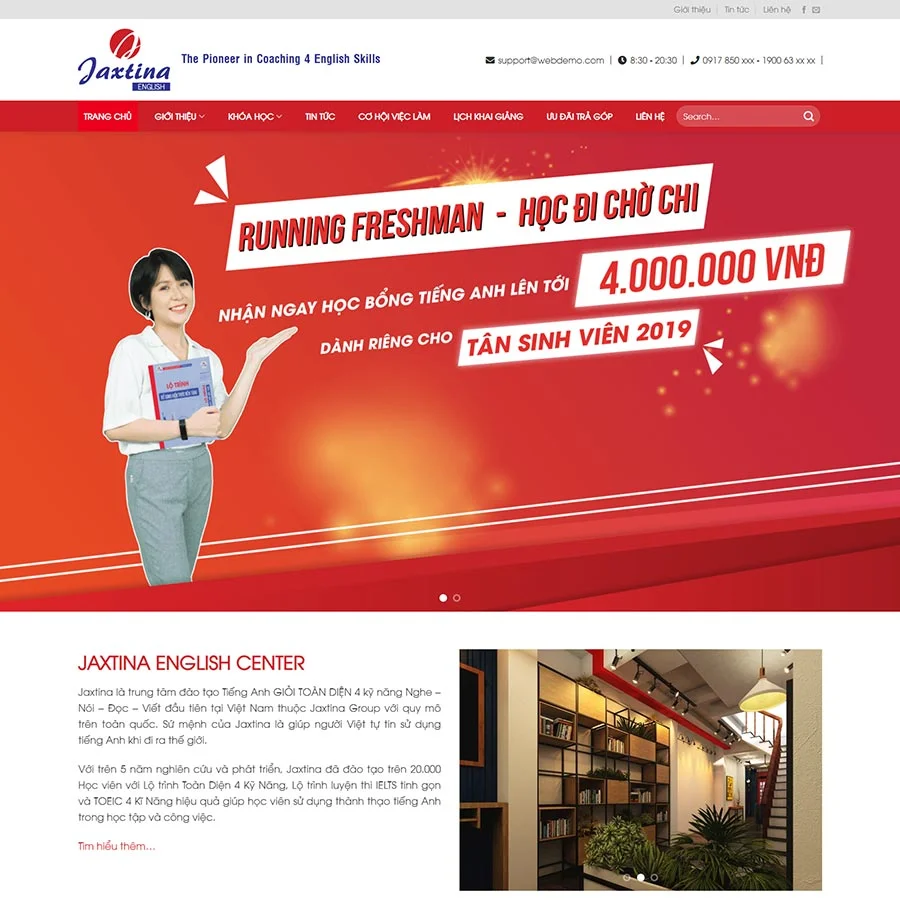 Mẫu Website trung tâm học tiếng anh chuẩn đẹp