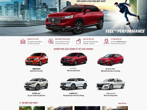 Mẫu website WordPress bán ô tô Honda 02