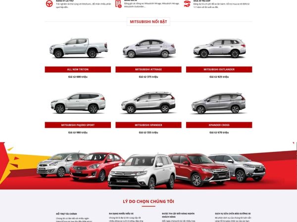 Mẫu Website bán xe ô tô mitsubishi 3 chuẩn đẹp