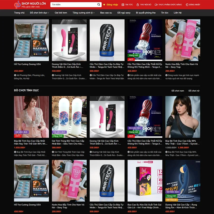 Mẫu Website shop đồ chơi người lớn chuẩn đẹp