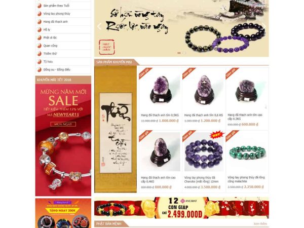 Mẫu website WordPress Shop vòng tay, đá phong thủy