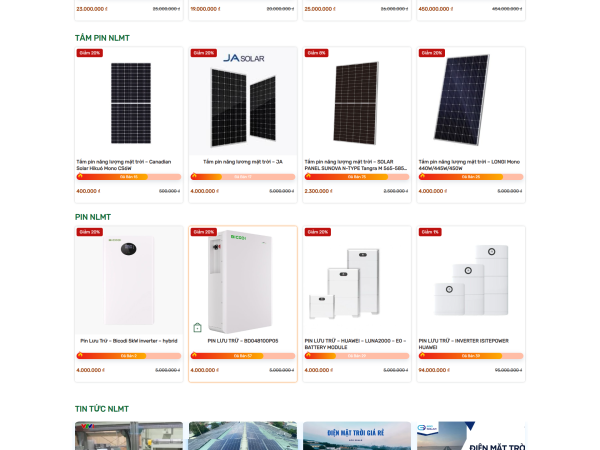 Mẫu Website bán thiết bị năng lượng mặt trời solar 4 chuẩn đẹp