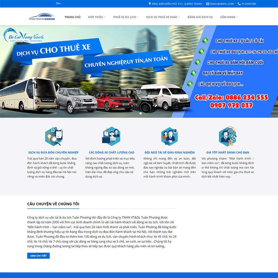 Mẫu website wordpress dịch vụ thuê xe 03