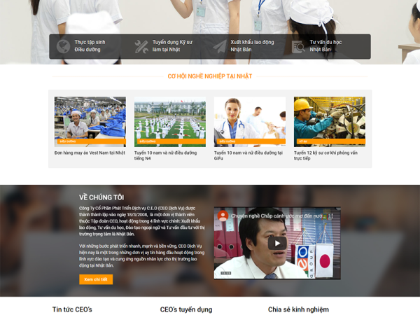 Mẫu website xuất khẩu lao động wordpress